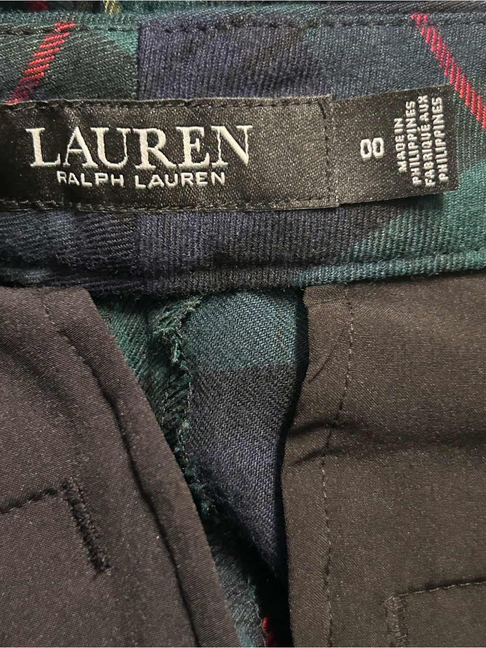 Lauren Ralph Lauren Straight Leg Pants Wool Blend Tartan Plaid Women’s Size 00 - Picture 5 of 7